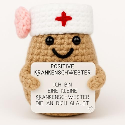 Positive Krankenschwester© | Zubehör Erste-Hilfe-Set | Mini-Apotheke | Positiver Häkel-Doktor | Geschenkidee Arzt Klinik Krankenhaus | Notfall-Geschenk | Unterstützung bei Krankheit & Verletzungen | M