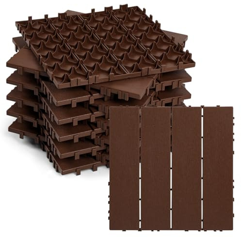 ISOISL Terrassenfliesen Set 1m² –30x30cm PP Wetterfest Holzfliesen-Rotbraun | PP-Klickfliesen 30x30 cm in Rotbraun, mit Drainage, 450 kg/m² belastbar, pflegeleicht,für Balkon, Terrasse & Garten