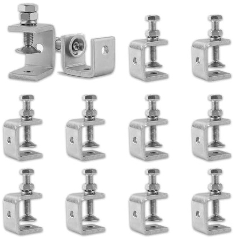 C Klemme, 12 Stück Zwingen, Edelstahl Schraubklemmen, Fixierzange Einstellbar Klemmbereich 0-25mm, Trägerklemme, Zwingen Schraubklemme, für Schweißen und Tischlerei, Heimwerken