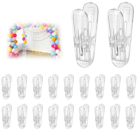 20 Stück Ballonbogen-Clips, 6x3cm Kunststoff-Federgirlandenklemmen Transparent Robuste Clips für Ballonbogen Fotografie Handwerk Hochzeit Verlobung Hintergrund Dekoration