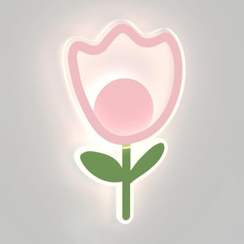 Apliques de Pared con Forma de Flor de Dibujos Animados/de Metal con Pantalla Acrílica Decorativos para Habitación Infantil Lámparas de Pared LED Modernos (Luz Tricolor)