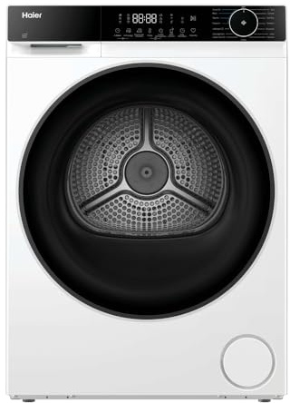 Haier X Serie 5 Asciugatrice a Pompa di Calore 8 Kg, Classe D, Bianca | Ciclo Refresh, Smart AI, Hygienic Care, Filtro 3in1, Wi-Fi, App hOn, Libera Installazione, 40 Programmi, HD80-D357U1-IT