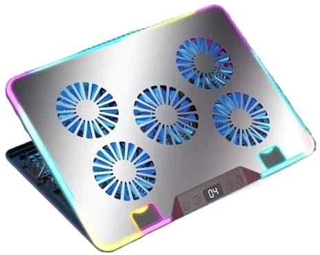Soporte De Refrigeración Refrigerado por Aire para Notebook, Cinco Ventiladores, Soporte Ajustable Multiángulo para Ordenador Portátil(F36-5Fans-Silver)