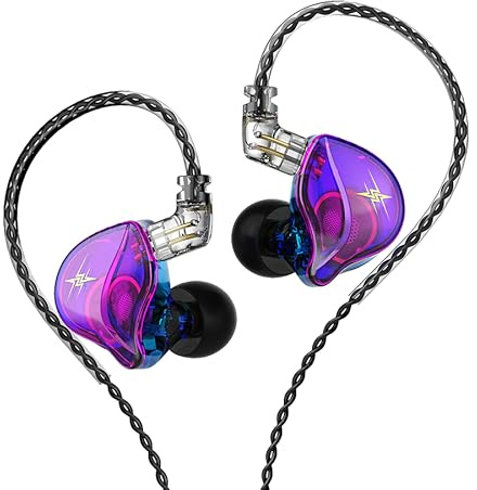 KASOTT QKZ ZXT in Ear Monitor Headphones, Wired Earphones Stereo Bass, HiFi Wired Earbuds, Dynamic Dual Driver Gaming Earbuds with Detachable Cable for Musicians, Singer (Purple)