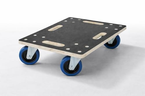 Möbelroller bis 800 kg Tragkraft - aus 18 mm Multiplex Holz mit Rutschfester Siebdruckplatte & 4 Lenkrollen - Transportroller Möbel Rollbrett für Umzug, Werkstatt & Lager (60x80 cm)