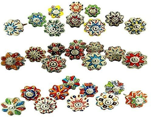 KNOBSWORLD Small 1 20 Knobs Assorted Rare Hand Painted Ceramic Knobs Cabinet Drawer Pull Pulls