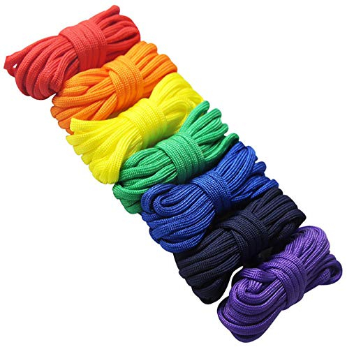 EDGEAM 7x Couleur de l'arc Corde de parachute Paracorde Bracelet survie Porte-clés Bricolage (Couleur de l'arc)