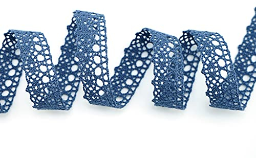 Spitze Emilia DUNKELBLAU 3 m x 15 mm Blau Baumwollspitze Spitzenband Spitzenborte Dekoband Schleifenband Häkelspitze Baumwolle Häkelband Vintage Geschenkband Hochzeit