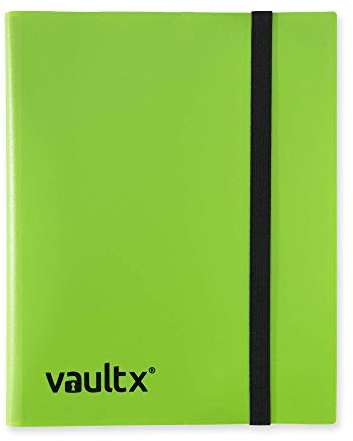 Vault X 9-Taschen-Trading-Kartenordner mit Gurt, 360 Karten, Standardgröße, 20 seitlich ladbare Seiten, Sammelordner für Sammelkartenspiele, Sportkarten, TCG (Grün)