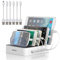 MSTJRY Multi Device Charging Station with 5 Port USB-A Charger for iPhone, Samsung Galaxy, Tablets (White, 5 Cables Included)