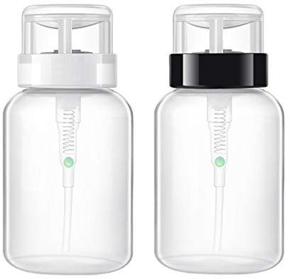 minkissy 2er-Pack Nagellackentferner-Pumpe, 500 ml transparenter Pumpspender, Alkoholspender zum Herunterdrücken, leere, verschließbare Flasche für Nagellack und Make-up-Entferner-Werkzeug