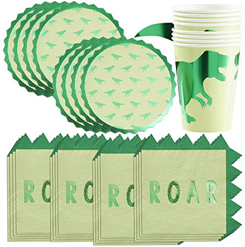Ginger Ray Dinosaure Accessoires et décorations pour fête d'anniversaire – Assiettes en papier, tasses et serviettes de table