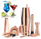 11 Pièces De Cuivre Boston Shaker Set pour Les Barmans Ou Mixologists - Home Bar Set Accessoires, Acier Inoxydable Mixologie Barman Kit avec Shakers, Crépines, Jigger, pour Cocktails Muddler,Rose