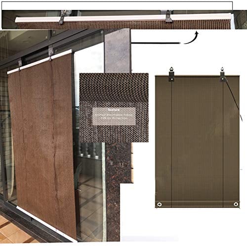 Sonnensegel Sichtschutznetz, Verdunkelungsrollo Außenrollo 90% UV-Schutz Jalousie Blockiert Nachmittagssonne zum Fenster Terrasse Markise Pergola, 5Größen, 5 Farben LJAINW