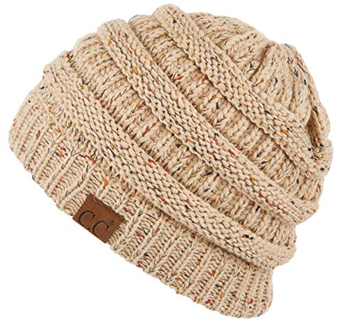 C.C Uni gerippte Konfetti-Strickmütze (HAT-33), Latte1, Einheitsgr��e