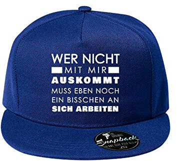 OwnDesigner Wer Nicht mit Mir auskommt Baseball Cap - Unisex Mütze, Cap für Herren und Damen, einfarbige Basecap (Cap 481 Blau)