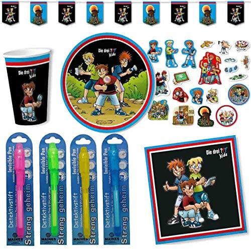 Firlefantastisch Der Partyshop Partyset DREI ??? Kids mit 8 Geheimstiften // Kindergeburtstag DREI Fragezeichen Partyzubehör