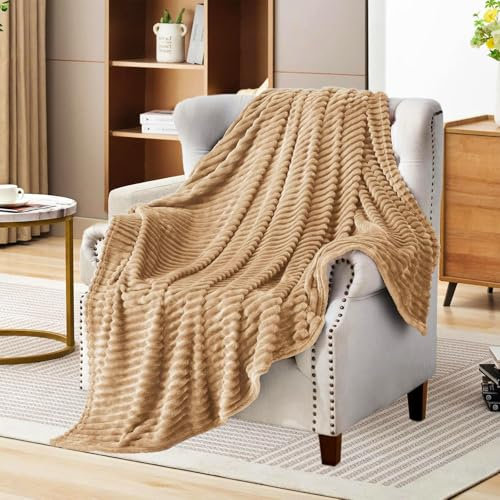 HETOOSHI Coperta in flanella leggera e morbida, per tutte le stagioni,una varietà di dimensioni e colori,Sentiti morbido e caldo, riduci lo stress, migliora l'effetto del sonno (kaki, 180 cm × 200 cm)