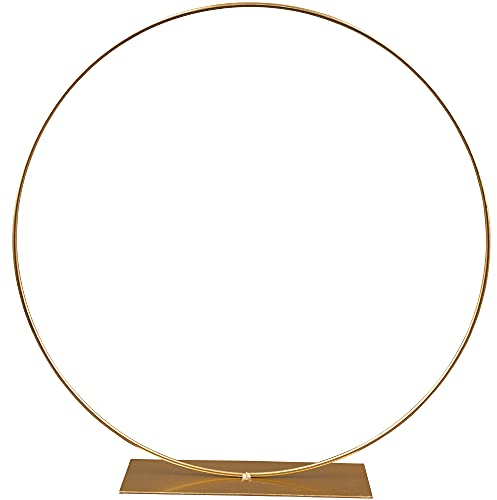 matches21 HOME & HOBBY Kleiner Metall-Ring gold-farben in 25 cm mit Sockel - Floristik Metall-Reif zum Stellen als stabiler Draht-Ring - Draht-Reif mit Fuß zum Basteln oder Hochzeit Tischdeko