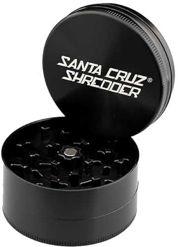Santa Cruz Shredder Metal Herb Grinder Knurled Top for Stronger Grip 3-Piece Large 2.7 (Black)