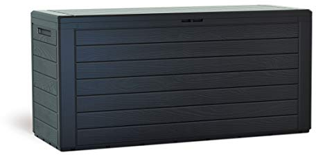 URBNLIVING 280L Horizontal Line Wood Design Weatherproof Outdoor Patio Balcony Garden Storage Box Chest Crate (Brown)