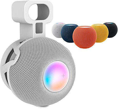 JP02 Compatible with Apple HomePod Mini Holder Wall Mount Stand Mount with Integrated Cable Management, Speaker Accessories Rack, for Kitchen, Bathroom and Bedroom (Apple HomePod Mini, White)
