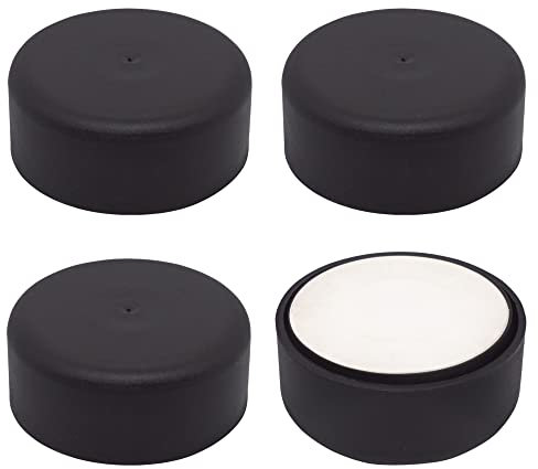 SKIR'CO Lot de 4 pieds de meubles en plastique réglables en hauteur, ronds de 55 mm, autocollants pour meubles, avec autocollants (4, noir mat)
