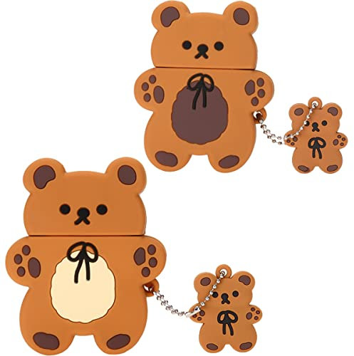 wifantien - Custodia 3D a forma di orsacchiotto per Airpods 2/1, 3D, carino, cartone animato, per donne e ragazze, alla moda, elegante, alla moda, graziosa, Kawaii, a forma di orsetto, per Airpods