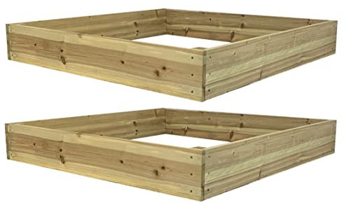 Set of 2 Wooden Raised Vegetable Beds (122cm x 18cm) Outdoor, Natural