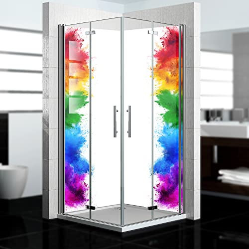 dedeco Abstrait V4 Panneau de douche d'angle imperméable 2 x 80 x 210 cm en aluminium pour remplacement de carrelage, mur décoratif, revêtement mural et plaque de douche