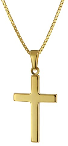 trendor Kreuz Gold 750/18 Karat mit goldplattierter Silberkette 41420-45 45 cm