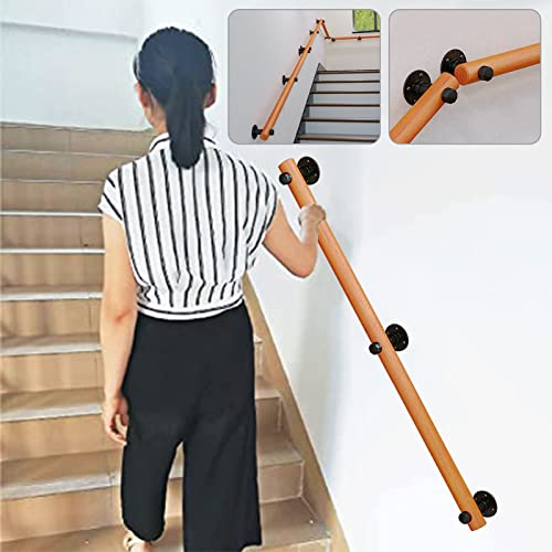 DMCHENGMA Handläufe Naturholz-Treppengeländer – Komplettset, 1 ft – 15 ft Holz-Handlauf Massivholz-Treppengeländer Indoor-Dachboden-Geländer, mit schmiedeeisernen Halterungen (Size : 330cm)