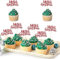24 Stück Merry Christmas Cupcake Toppers Glitter Frohe Weihnachten Kuchen Toppers Frohe Weihnachten Xmas Thema Party Kuchen Dekorationen Zubehör Rot