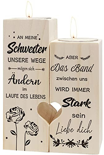Kerzenhalter An Meine Schwester – Schwester Geschenk Kerzenhalter, Personalisierte Kerzengeschenke für Frauen, Schwester Geburtstag, Beste Schwester Geschenke für Weihnachten, Abschluss