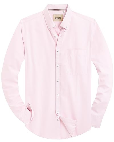 Alimens & Gentle Camicia Classica da Uomo con Colletto Bottoni, Nastro Rosa Chiaro, S