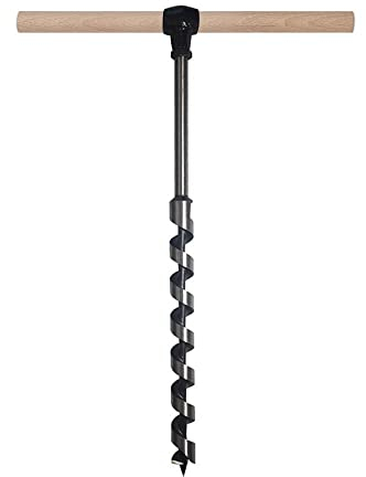 Perceuse manuelle et tarière à bois manuelle pour abri de camping en bois, foret de survie manuel multifonction avec un bâton en bois, tarière manuelle pour le travail du bois pour fixer (0.32in-)