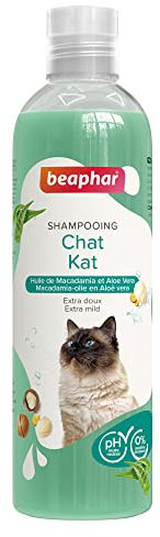 BEAPHAR – Shampooing Essentiel Universel pour Chat – Extra-Doux – Pelage Brillant – Contient de l'huile de Macadamia et de l'Aloe Vera – sans parabène ni Silicone – pH Neutre – Produit Vegan – 250 ML