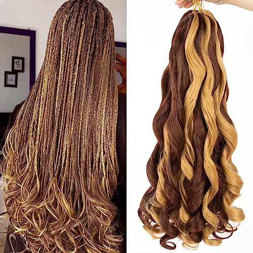 Curly Braiding Hair 24 Inch 8 Pack Bouncy French Braiding Hair extensions French Wavy Synthetic Crochet Hair Extensions (24 inch,27-33#)