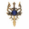 Drachenschwert-Brosche Kristall Doppeldrache Revers Pin Mode Kragen Brustnadel Vintage Abzeichen Mantel Anzug Rock Nieten Zubehör für Männer Teenager Frauen (Gold)
