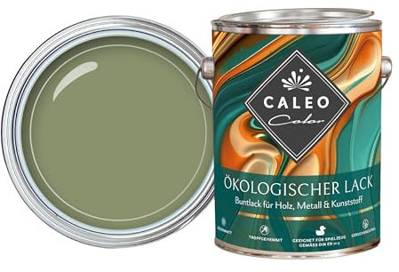 Caleo Color Lacado WEIDELAND verde oliva, 0,15 litros, barniz ecológico para muebles, natural, sin disolventes, apto para juguetes