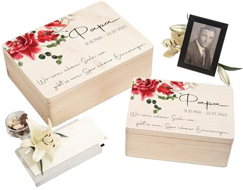 WaldWicht - Personalisierte Erinnerungskiste aus Holz Erinnerungsbox Trauerkiste Trauerbox für Erinnerungen an verstorbene Andenken an Oma, Opa, Papa, Mama Holzbox Kiste Box Trauern Trauerbewältigung