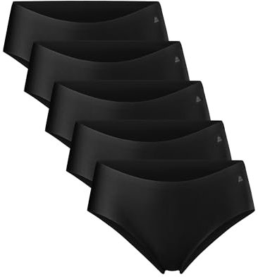 DANISH ENDURANCE 5er Pack Unsichtbare Hipster Panties aus Mikrofaser, für Sport & Alltag, für Damen Schwarz 5er Pack L