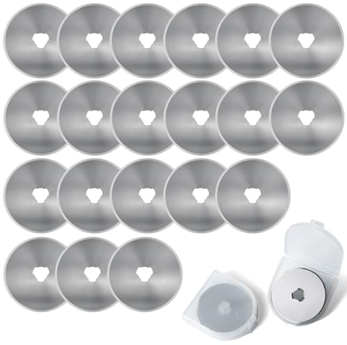 20 Pezzi Lame Rotanti da 45 mm Lame di Ricambio per Taglierino Lame rotonde per coltello con Scatola per Quilting Carta Tessuto Scrapbooking Cucito Taglierina per Tessuti
