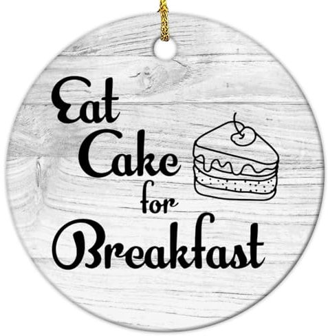 Yelolyio Inspirierende Zitate Weihnachtsschmuck Essen Kuchen zum Frühstück Dekorative Hängende Ornament für Weihnachtsbaum Xmas Andenken Urlaub Neujahr Geschenke