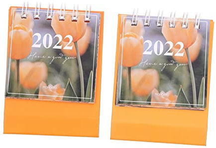 Amosfun 2 Stück 2022 Mini-tischkalender Kleiner Tischkalender Familienschule Einfaches Desktop-notebook Kalender 2021-2022 Aufstellbarer Tischkalender Scrollen Papier Büro Zu Hause