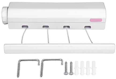 Tendedero Retráctil, Telescópico para Interiores Y Exteriores, Línea De Secadora De Ropa Montada En La Pared, Línea para Colgar Ropa para Baños, Cocinas, Balcones(4 líneas)