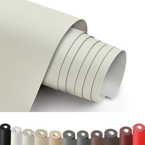 Leder Reparatur Set Beige Weiß, 30 x 100 cm Kunstleder Selbstklebend, Lederflicken Selbstklebend, Kunstleder Reparaturset, Leder Patch für Sofa, Möbel, Autositze, Jacken, Handtaschen.