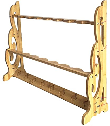 Miuxe Vertical Display Sword Stand Katana Holder - Floor Standing Display Weapon Racks, Wooden Martial Arts Sword Stands Sword Hangers for Storing Various Swords and Long Weapons (2-8 Floors)