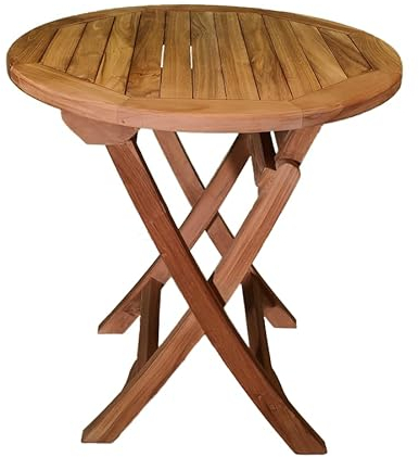 Strandkorb-King ...königlich liegen Tisch SANANA 70cm, hochwertig Teakholz massiv rund, für Balkon, Terrasse, Wintergarten oder Garten, pflegeleichtes Unikat, Outdoortisch Gartentisch, Klapptisch