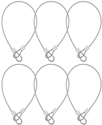 6 Pack Steel Cable with Loops, Stainless Security Cable Safety Cable Wire Cable Steel Chain Security Chains for Outdoor Gate Luggage Lock, 2mm Thickness 12 Inch Length